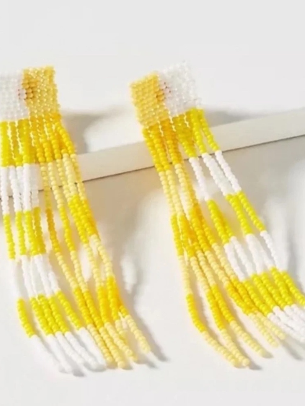 Anthropologie Casa Clara Yellow  Plaid Fringe Earrings